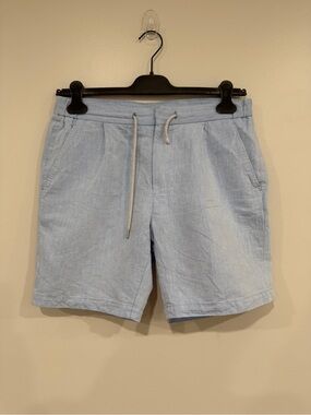 SUITSUPPLY Ames Pleat Shorts Men's EU 50 Elastic Waist Linen Blend Melange